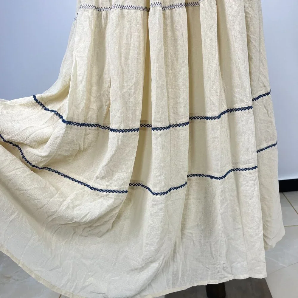 $595 NWOT See by Chloé Off-White Embroidered Maxi Skirt Size 38/L Pull-On - Picture 6 of 14
